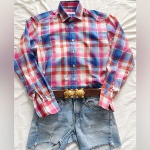 Etro Vibrant Plaid Button Down Shirt